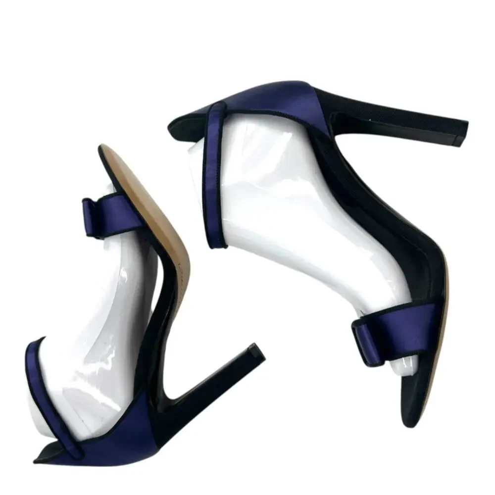 Ralph‎ Lauren Collection Daylen Bow Satin Sandal purple sz